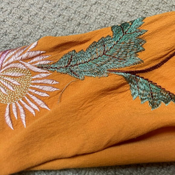 Anthropologie Elevenses orange embroidered flower bomber jacket - Picture 8 of 8